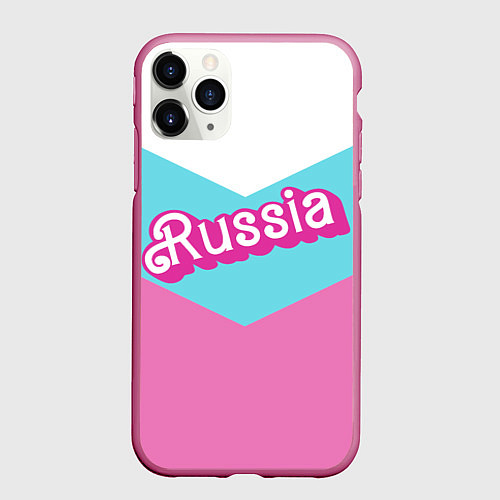 Чехол iPhone 11 Pro матовый Russia - barbie style / 3D-Малиновый – фото 1
