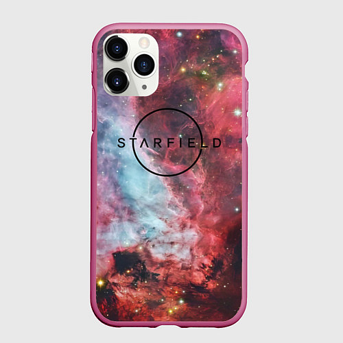 Чехол iPhone 11 Pro матовый Starfield лого космос / 3D-Малиновый – фото 1