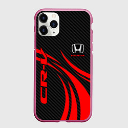Чехол iPhone 11 Pro матовый Honda CR-V - красный и карбон, цвет: 3D-малиновый