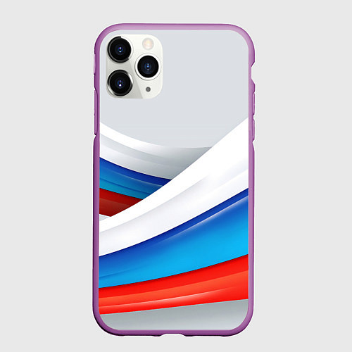 Чехол iPhone 11 Pro матовый Российские флаги / 3D-Фиолетовый – фото 1