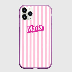 Чехол iPhone 11 Pro матовый Имя Мария в стиле Барби: розовая полоска