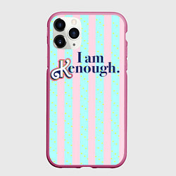 Чехол iPhone 11 Pro матовый I am Kenough - фраза и костюм Кена в полоску, цвет: 3D-малиновый