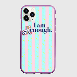 Чехол iPhone 11 Pro матовый I am Kenough - фраза и костюм Кена в полоску, цвет: 3D-фиолетовый
