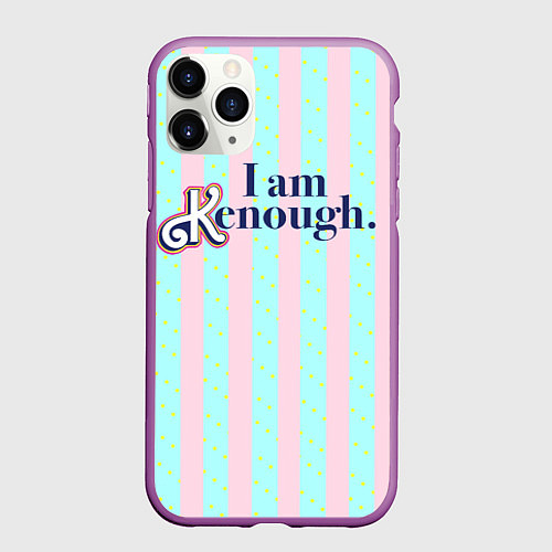Чехол iPhone 11 Pro матовый I am Kenough - фраза и костюм Кена в полоску / 3D-Фиолетовый – фото 1
