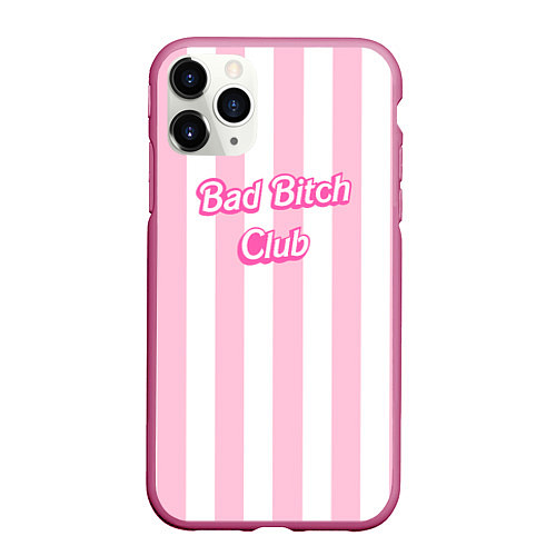 Чехол iPhone 11 Pro матовый Bad Bitch Club - barbie style / 3D-Малиновый – фото 1