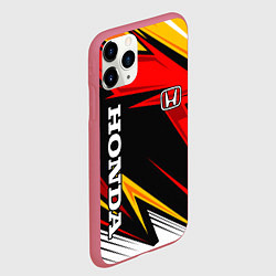 Чехол iPhone 11 Pro матовый Honda - красный и оранжевый, цвет: 3D-малиновый — фото 2