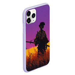 Чехол iPhone 11 Pro матовый Самурай на закате - фиолетовый, цвет: 3D-светло-сиреневый — фото 2