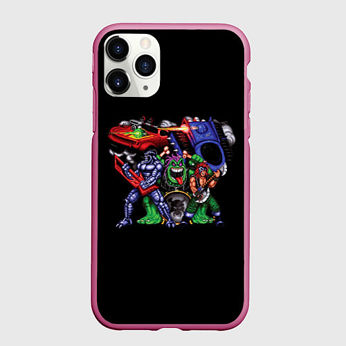 Чехол iPhone 11 Pro матовый Гонки под рок-н-ролл / 3D-Малиновый – фото 1