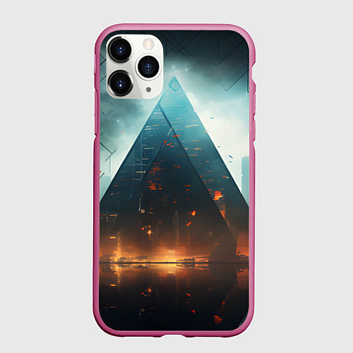 Чехол iPhone 11 Pro матовый Кибергород / 3D-Малиновый – фото 1
