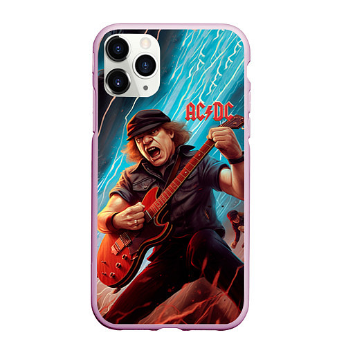Чехол iPhone 11 Pro матовый ACDC rock music / 3D-Розовый – фото 1