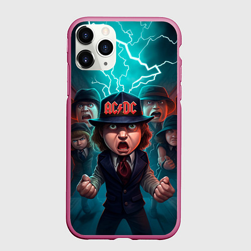 Чехол iPhone 11 Pro матовый ACDC cartoon / 3D-Малиновый – фото 1