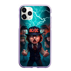 Чехол iPhone 11 Pro матовый ACDC cartoon, цвет: 3D-светло-сиреневый