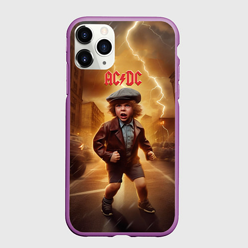 Чехол iPhone 11 Pro матовый ACDC boy / 3D-Фиолетовый – фото 1