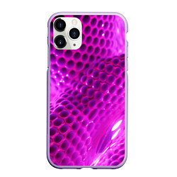 Чехол iPhone 11 Pro матовый Розовые объемные соты, цвет: 3D-светло-сиреневый