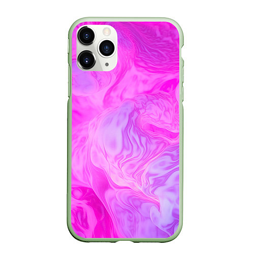 Чехол iPhone 11 Pro матовый Розовая текстура / 3D-Салатовый – фото 1