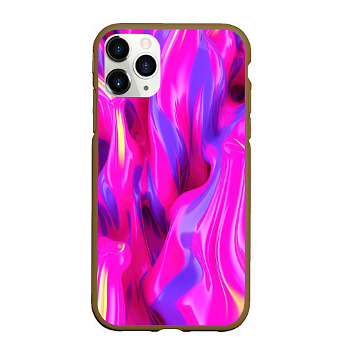 Чехол iPhone 11 Pro матовый Pink blue texture / 3D-Коричневый – фото 1