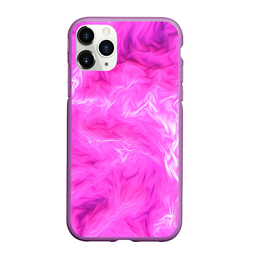 Чехол iPhone 11 Pro матовый Розовый нежный фон / 3D-Фиолетовый – фото 1