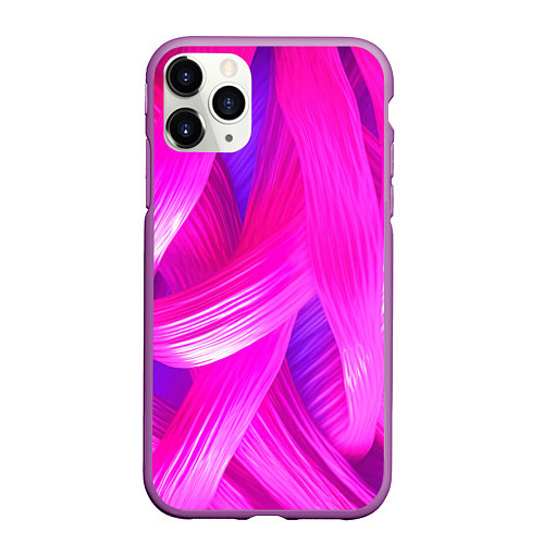 Чехол iPhone 11 Pro матовый Розовые лоскуты / 3D-Фиолетовый – фото 1