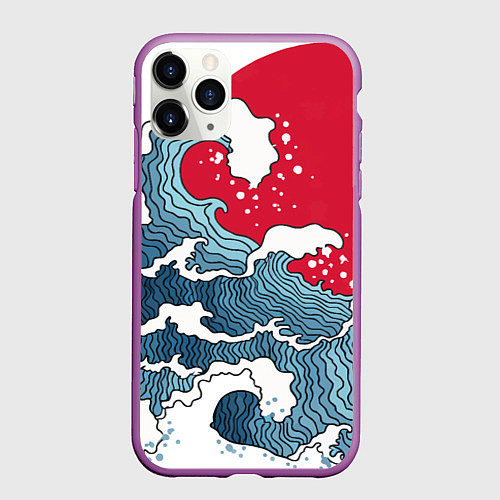Чехол iPhone 11 Pro матовый Страна восходящего солнца - большая волна / 3D-Фиолетовый – фото 1