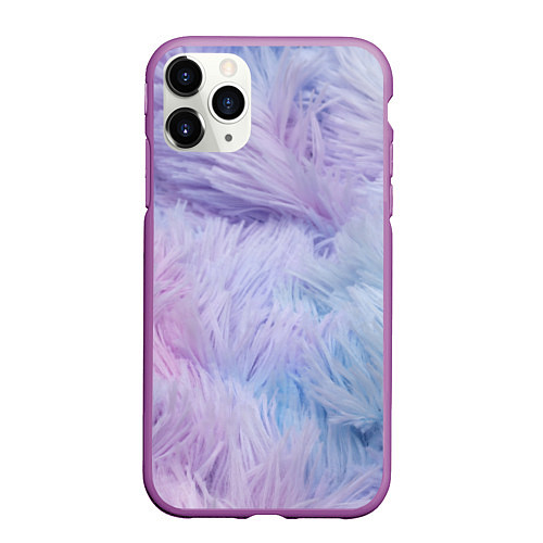 Чехол iPhone 11 Pro матовый Розово-голубая шерсть / 3D-Фиолетовый – фото 1
