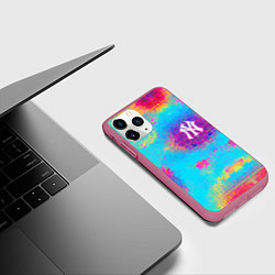 Чехол iPhone 11 Pro матовый New York Yankees - baseball team - logo, цвет: 3D-малиновый — фото 2