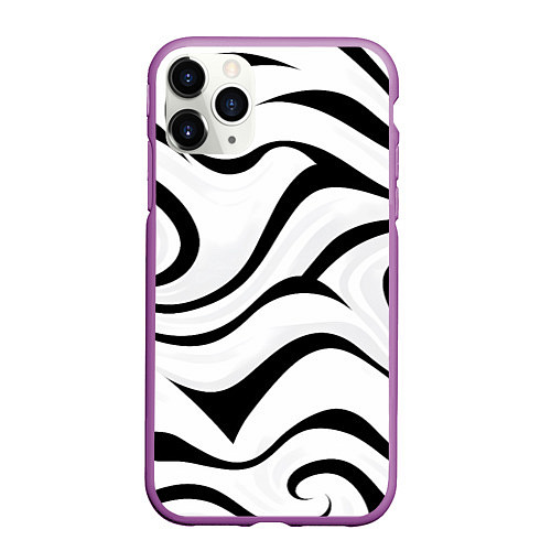 Чехол iPhone 11 Pro матовый Анималистическая абстракция зебры / 3D-Фиолетовый – фото 1
