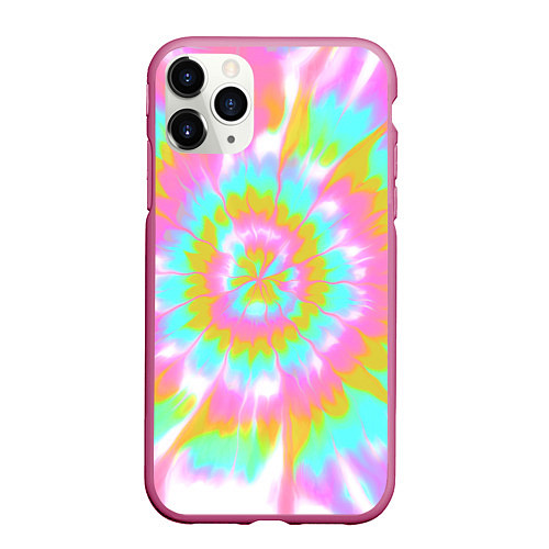Чехол iPhone 11 Pro матовый Tie-Dye кислотный в стиле барби / 3D-Малиновый – фото 1