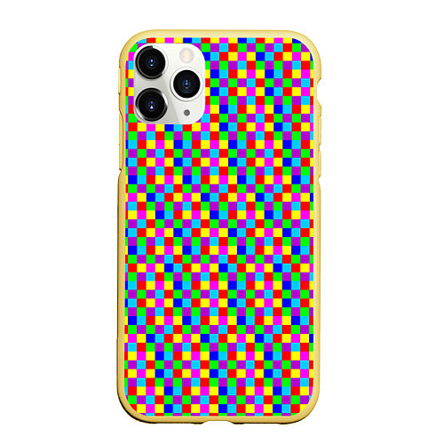 Чехол iPhone 11 Pro матовый Разноцветные маленькие квадраты / 3D-Желтый – фото 1