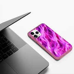 Чехол iPhone 11 Pro матовый Розова ткань текстуры, цвет: 3D-малиновый — фото 2