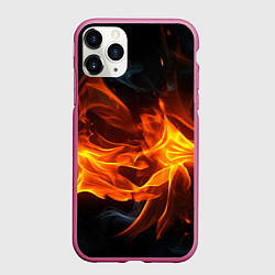 Чехол iPhone 11 Pro матовый Пламя костра, цвет: 3D-малиновый
