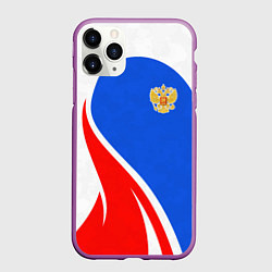 Чехол iPhone 11 Pro матовый Герб РФ - white sport, цвет: 3D-фиолетовый
