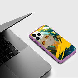 Чехол iPhone 11 Pro матовый Cyberpunk Edgerunners Ребекка, цвет: 3D-фиолетовый — фото 2