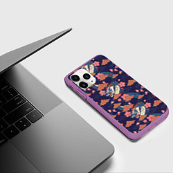 Чехол iPhone 11 Pro матовый Паттерн китайский дракон, цвет: 3D-фиолетовый — фото 2