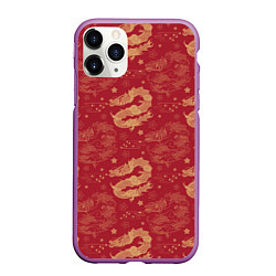 Чехол iPhone 11 Pro матовый The chinese dragon pattern, цвет: 3D-фиолетовый