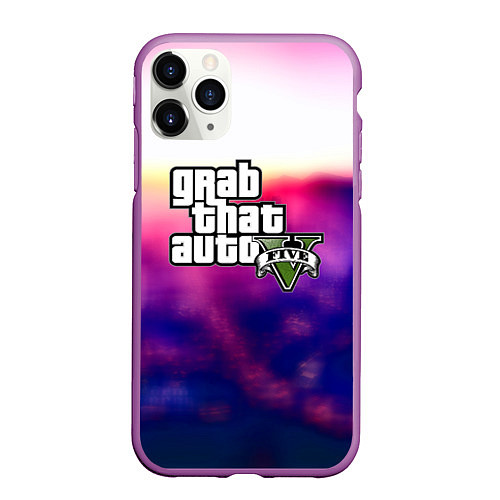 Чехол iPhone 11 Pro матовый Gta neon 10 лет / 3D-Фиолетовый – фото 1