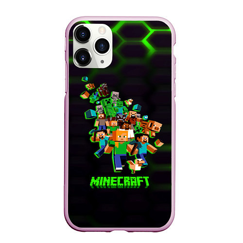 Чехол iPhone 11 Pro матовый Minecraft story the game / 3D-Розовый – фото 1