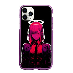 Чехол iPhone 11 Pro матовый Макима с нимбом - Человек бензопила, цвет: 3D-фиолетовый