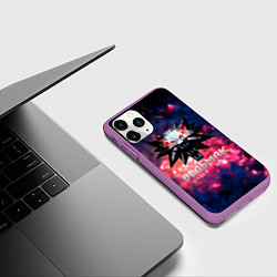 Чехол iPhone 11 Pro матовый Символ ведьмак стиль мага, цвет: 3D-фиолетовый — фото 2