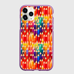 Чехол iPhone 11 Pro матовый Цветные карандаши, цвет: 3D-фиолетовый