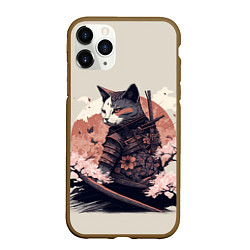 Чехол iPhone 11 Pro матовый Боевой котенок ниндзя - японская сакура