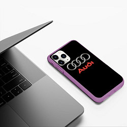 Чехол iPhone 11 Pro матовый Audi sport на чёрном, цвет: 3D-фиолетовый — фото 2