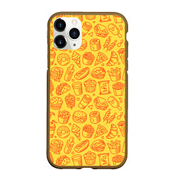 Чехол iPhone 11 Pro матовый Фастфуд - жёлтый