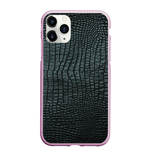 Чехол iPhone 11 Pro матовый Текстура крокодиловой кожи / 3D-Розовый – фото 1
