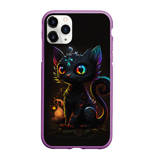 Чехол iPhone 11 Pro матовый Котик дракон / 3D-Фиолетовый – фото 1