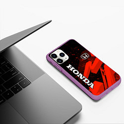 Чехол iPhone 11 Pro матовый Honda - красная абстракция, цвет: 3D-фиолетовый — фото 2