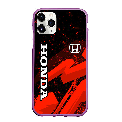 Чехол iPhone 11 Pro матовый Honda - красная абстракция / 3D-Фиолетовый – фото 1