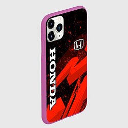 Чехол iPhone 11 Pro матовый Honda - красная абстракция, цвет: 3D-фиолетовый — фото 2