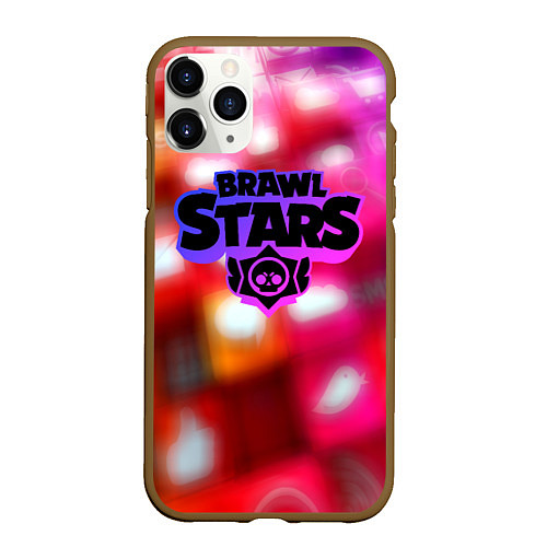 Чехол iPhone 11 Pro матовый Brawl stars network / 3D-Коричневый – фото 1