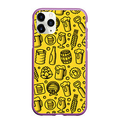 Чехол iPhone 11 Pro матовый Пиво и аксессуары - жёлтый
