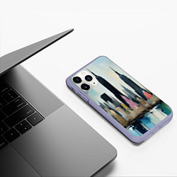 Чехол iPhone 11 Pro матовый Нью-Йорк холст масло - нейросеть, цвет: 3D-светло-сиреневый — фото 2